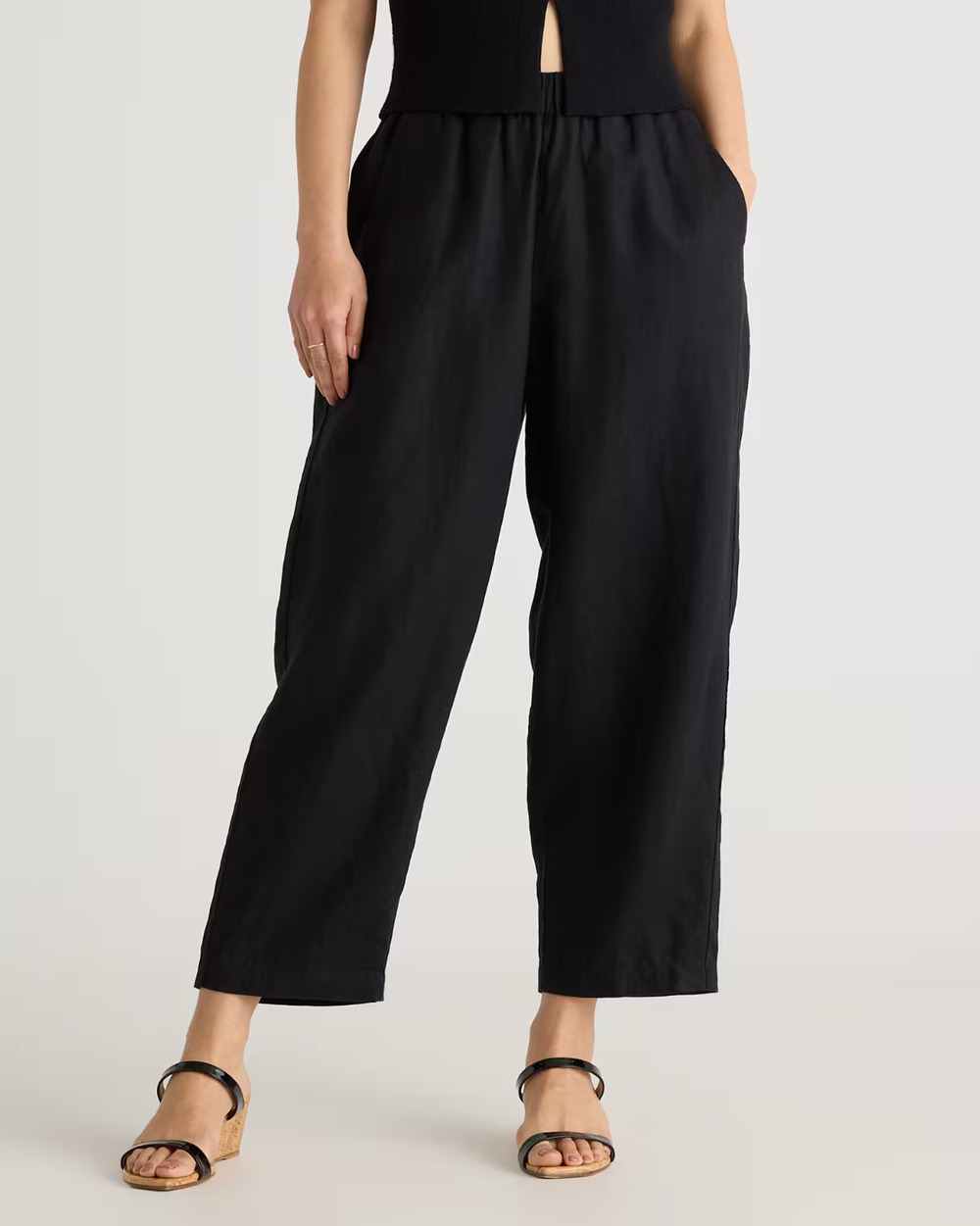 Quince Women's 100% Linen European Flax Fiber Sustainable Pants Black Sz M